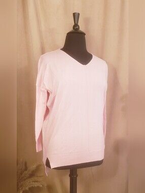 SWEET GENERIS Light Pink V-Neck Long Sleeve Pullover